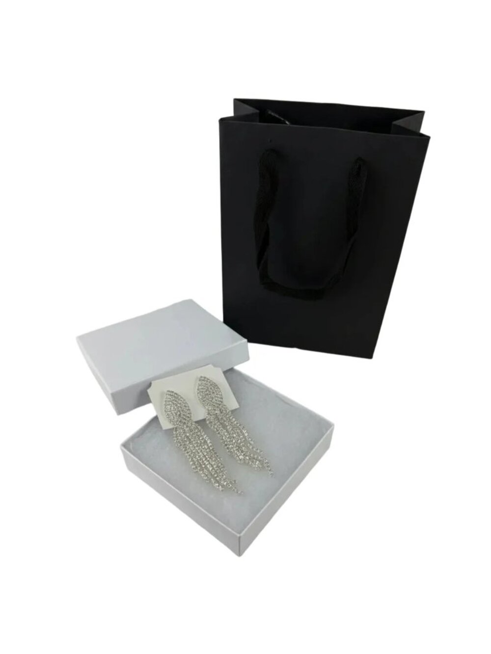Silver Rhinestone Fringe Earrings | Wedding & Evening Statement Jewelry